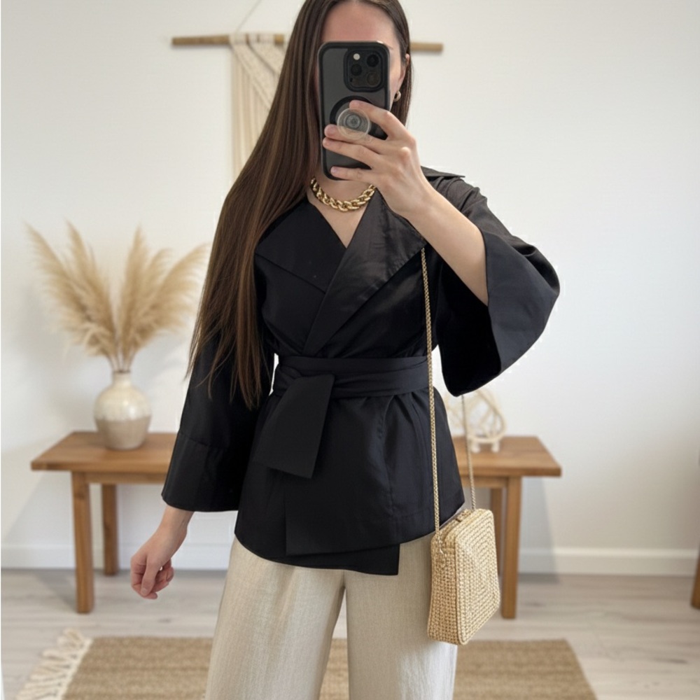 Vintage Brand Orange | Dark Espresso Kimono Wrap Jacket - Size S